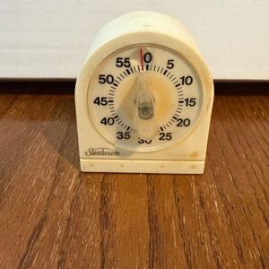 Vintage Sunbeam Mechanical Kitchen Timer Wind Up Works Made USA Mid Century